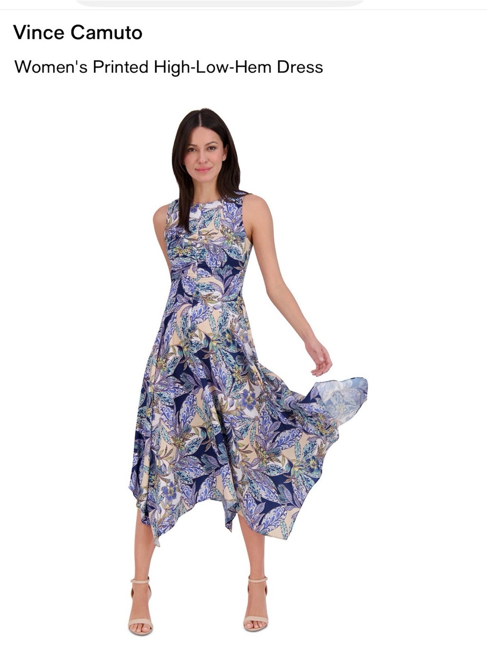 Vince Camuto Women's Printed High-Low-Hem Dress